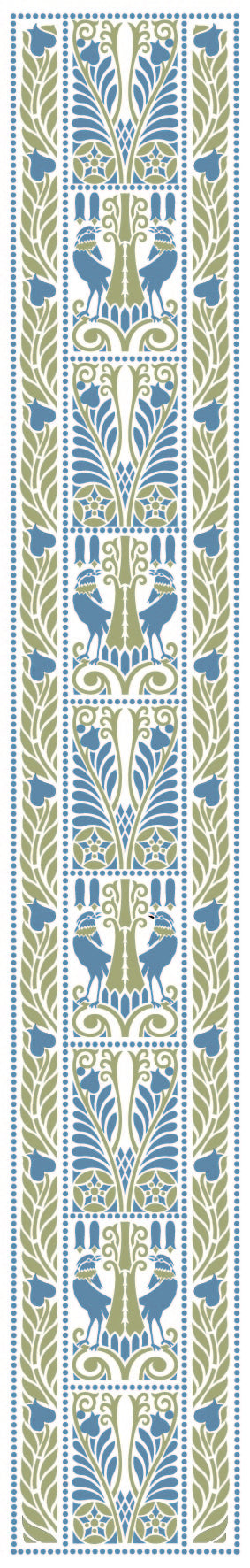 Tischläufer, Raben, Blau-Grün, 40cm breit, verschiedene Längen, Vögel, Vogelmotiv, Jugendstil, Landhausstil, Baumwollstoff