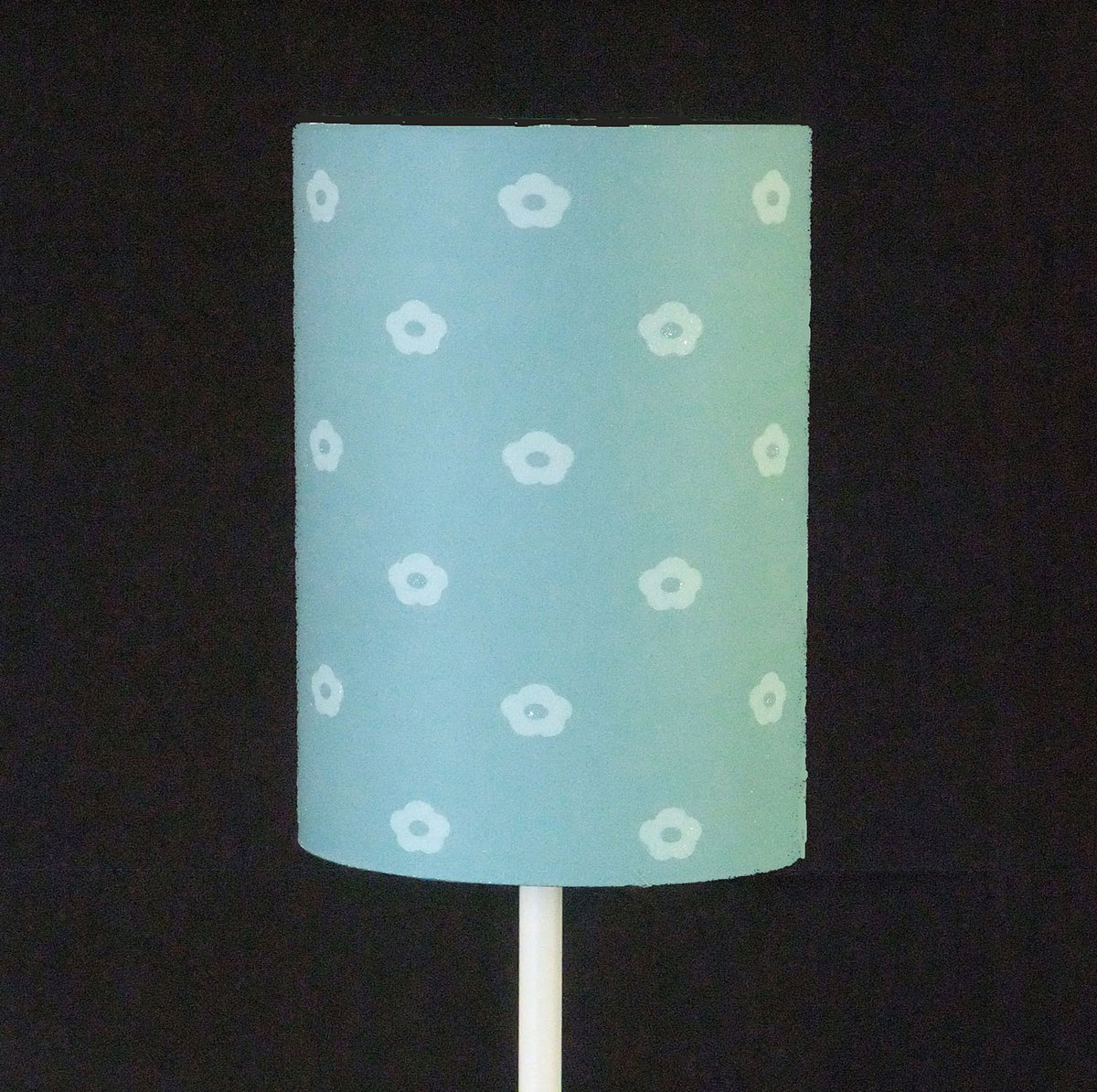 Lampenschirm, wasserblau, Röschen, 15x23cm