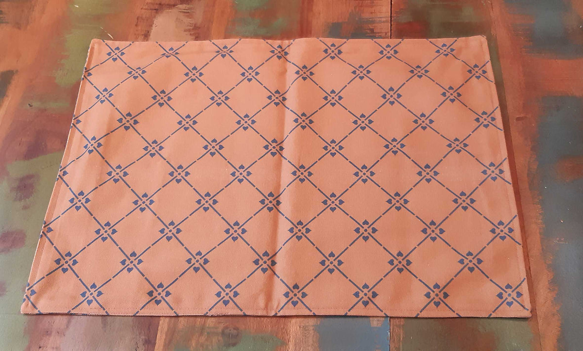 Tischset / Platzset, 50x35cm, Baumwolle, zum Wenden, "Herrenhaus", Dunkelblau-braun