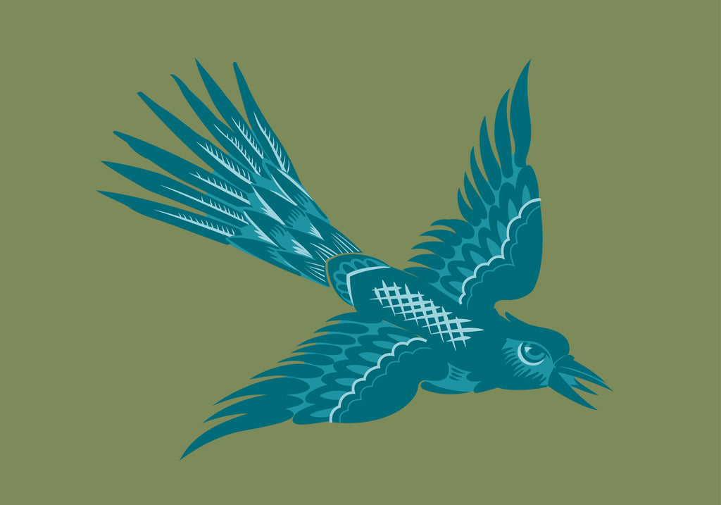 Kissenbezug, Wiedehopf, pistaziengrün-türkis, 60x 40 cm, Baumwolle, verdeckter Reißverschluß, Vogel, art deco