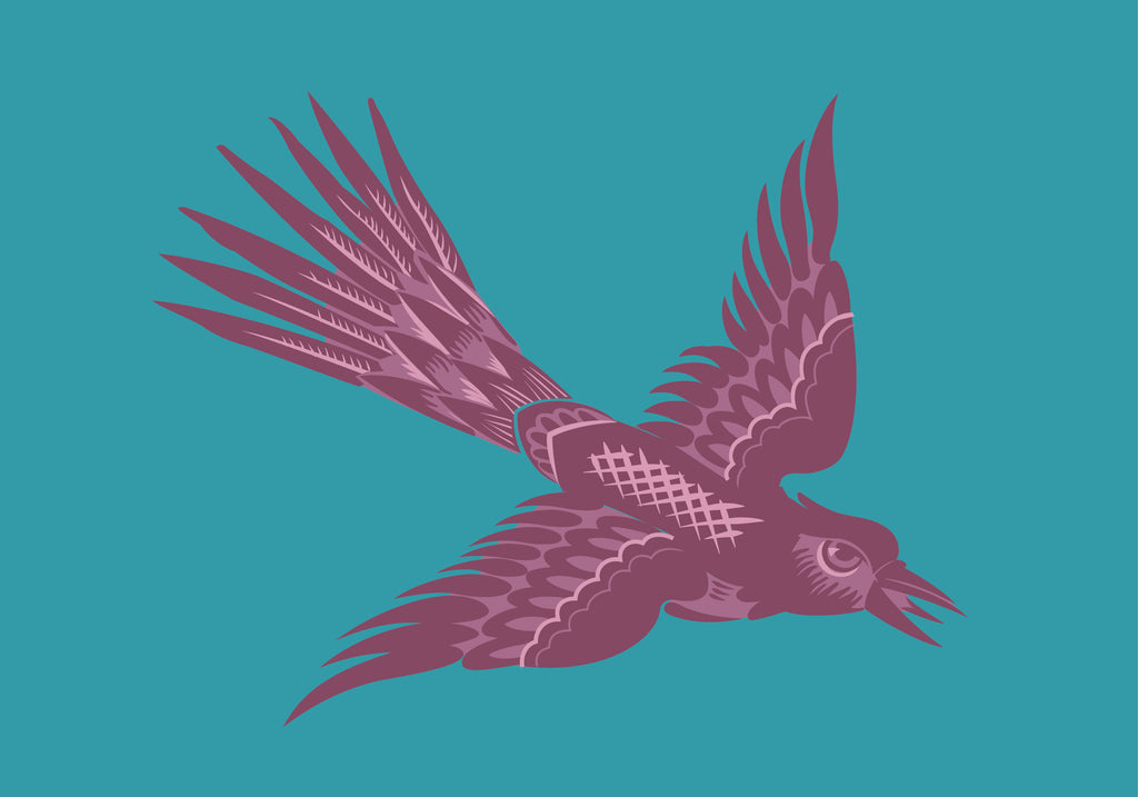 Cushion cover, hoopoe, turquoise-fuchsia, 60x 40 cm, cotton, concealed zipper, bird, art deco
