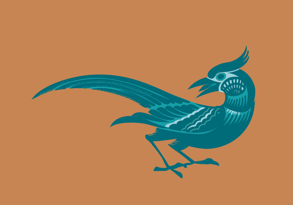 Kissenbezug, Wiedehopf, ockergelb-türkis, 60x 40 cm, Baumwolle, verdeckter Reißverschluß, Vogel, art deco (Kopie)