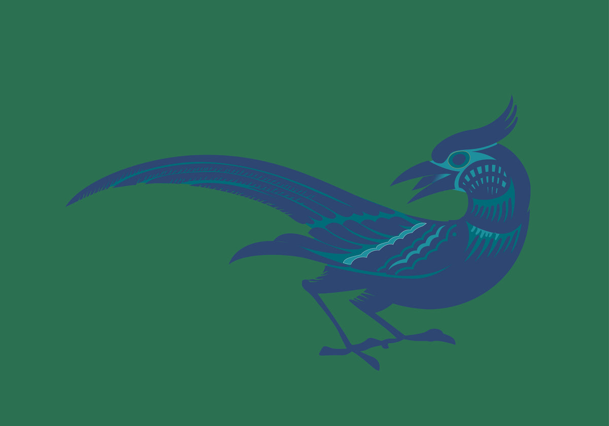 Kissenbezug, Wiedehopf,grün-dunkelblau, 60x 40 cm, Baumwolle, verdeckter Reißverschluß, Vogel, art deco