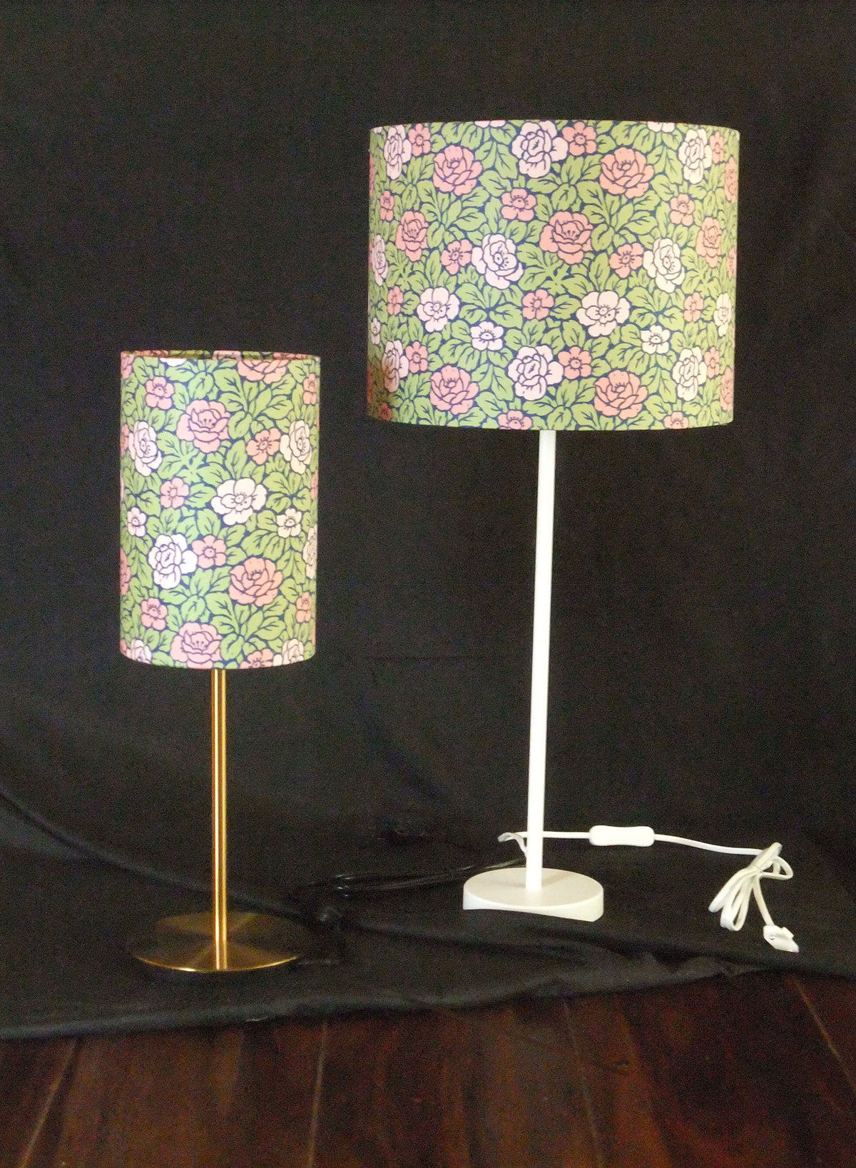 Lampenschirm, Rosen, grün-rosa, 15x23cm